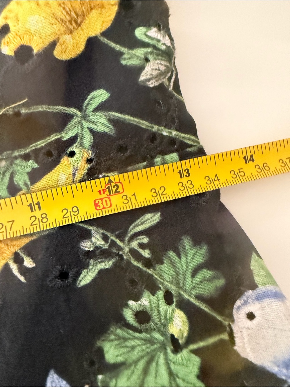 Zara Black Floral Eyelet Midi Dress with Yellow & Blue Blooms Zipper Closure S - Picture 12 of 13